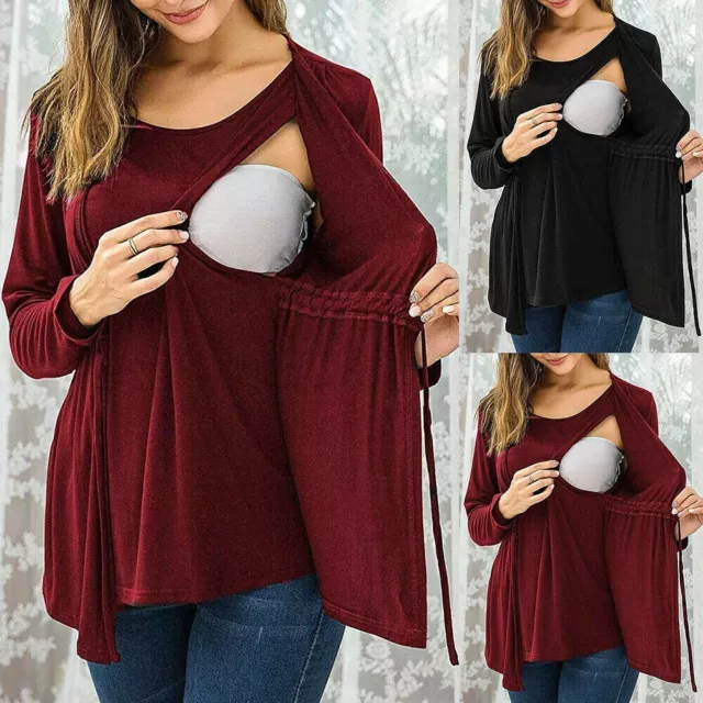 Pregnant Women Long Sleeve Tops Maternity Nursing T-shirt Breastfeeding Blouse