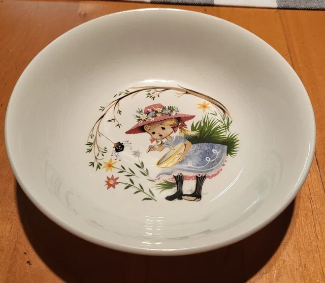 Vintage English Bowl NURSERY RHYME Little Miss Muffet 6"