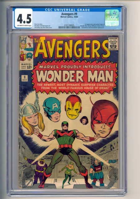 Avengers #9 Oct 1964 Marvel CGC 4.5 Wonder Man Iron Man Thor Ant-man Giant Wasp