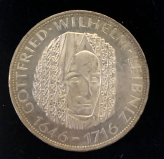 5 DM Deutsche Mark  Gottfried Wilhelm Leibnitz 1966 D   Silber (207)