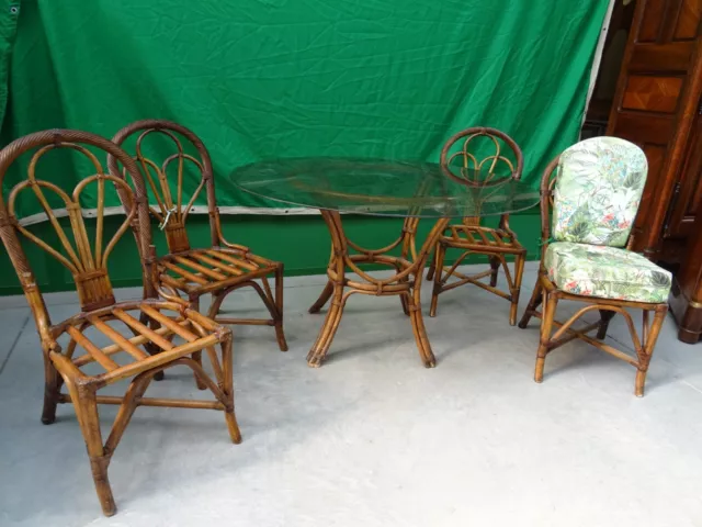 Tavolo e quattro sedie in bamboo vintage
