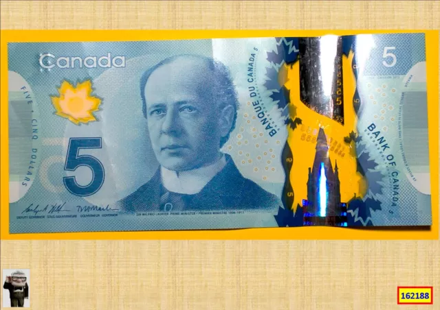 Canadian Aunc 2013 Polymer $5 Banknote. 162188