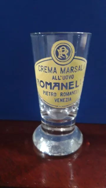 Bicchierino pubblicitario crema marsala Romanelli Venezia, perfetto.