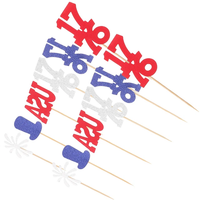 24 PIEZAS Independence Day Pasteles Picks tarjetas de inserción de pasteles pasteles decorativos Oramen