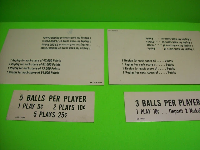 Sea Ray Pinball Machine Price and Replay Score Cards Original 1970 Coin-Op
