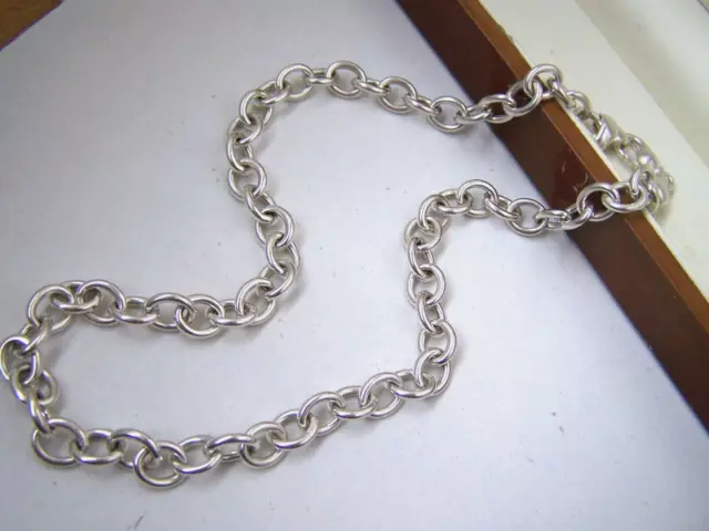 Superb Heavy 925 Solid Sterling Silver Chunky 20" 51Cm Modernist Chain Necklace