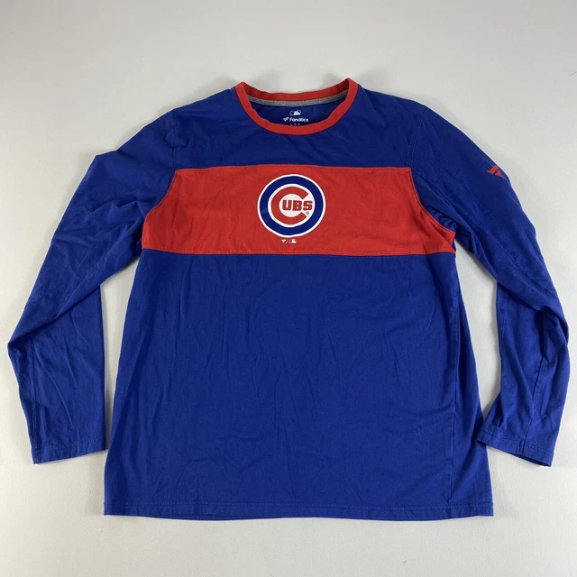 Chicago Cubs Shirt Long Sleeve Graphic Blue Red MLB Baseball Mens Large