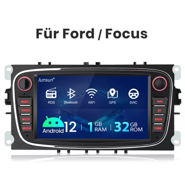 Autoradio für Ford Focus II MK2 Mondeo C/S-MAX Galaxy Android 12 GPS Navi FM SWC