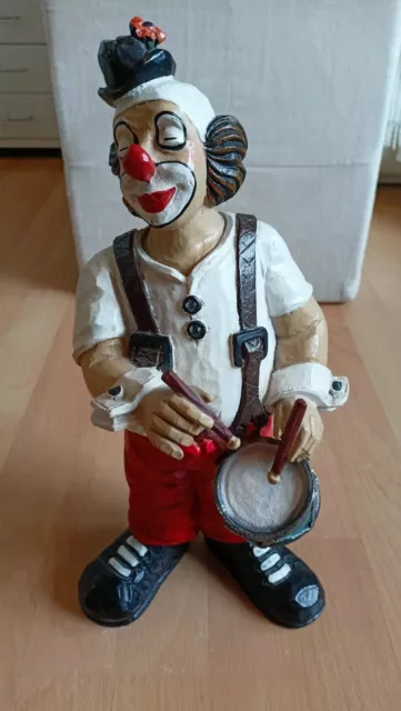 Gilde Clown Trommel Original Sammlerfigur ca. 33 cm Deutsche Handarbeit