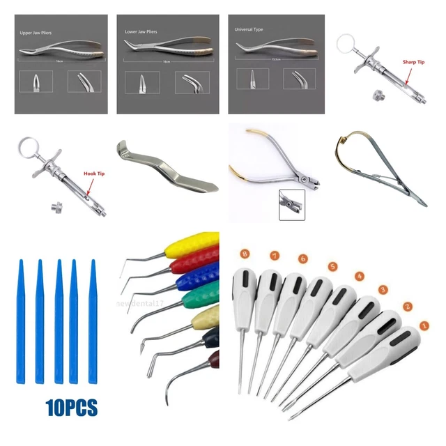 ORAL DENTAL SURGERY EXTRACTING ELEVATORS FORCEPS INSTRUMENT KIT SET 11