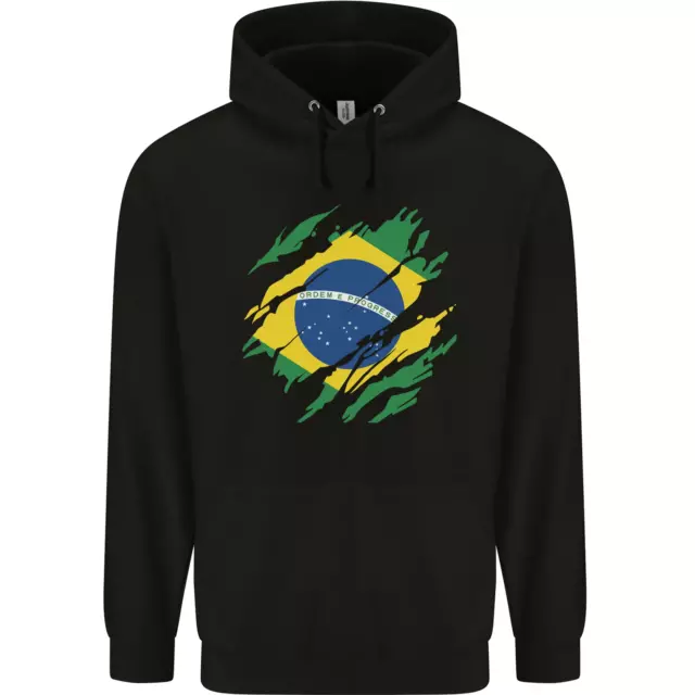 Zerrissen Brasilien Flagge Brasilianischer Tag Fußball Herren Kapuzenpullover