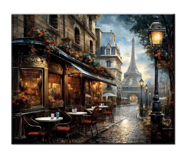 Paris Cityscape - Eiffel Tower, Charming Cafes, and Scenic Streets painting