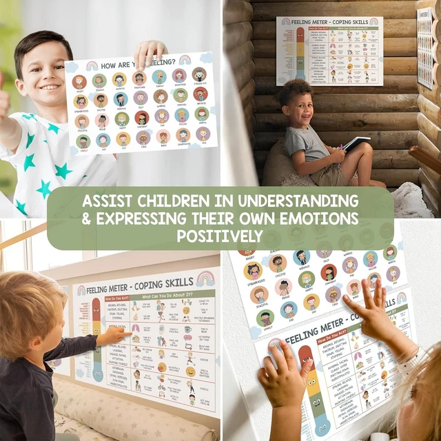 FEELINGS CHART FOR Kids - Coping Skills Emotions Chart Poster - Calm ...