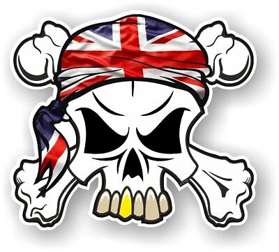 Skull & Crossbones + HEAD Bandana & Union jack British GB Flag vinyl car sticker