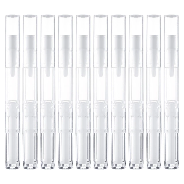 10 un. tubos de esmalte de uñas transparentes vacíos tubos de brillo labial rellenables de plástico nai