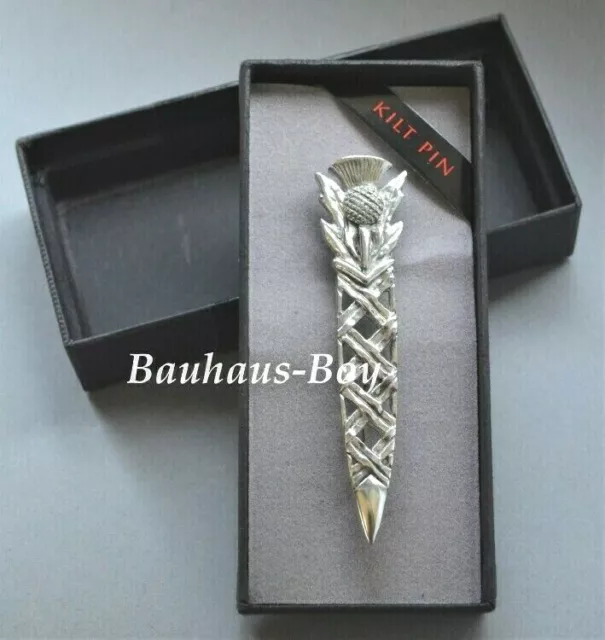 KILT PIN PEWTER CELTIC THISTLE BASKET WEAVE MADE IN SCOTLAND Sgian Dubh Company