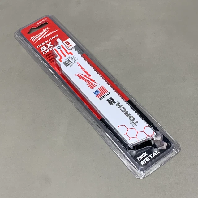 MILWAUKEE 5-PACK SAWZALL Reciprocating Metal Saw Blades 6" 10 TPI TORCH 48-00-57