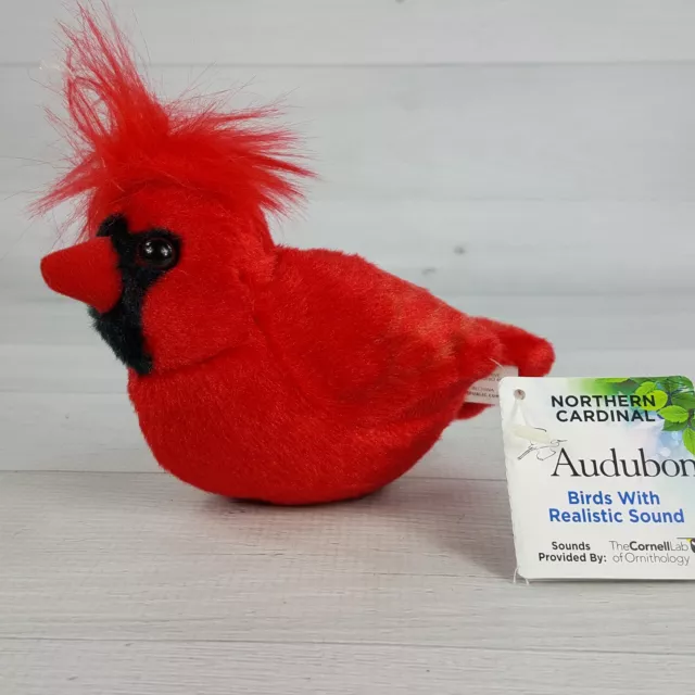 Audubon Northern Cardinal Plush Stuffed Bird w/ Realistic Call Sound w Tag NEW