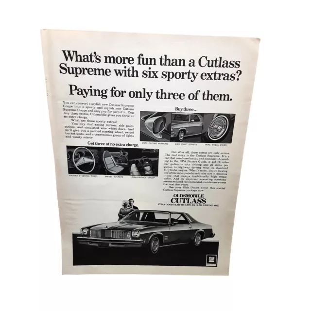 1975 Oldsmobile Cutlass vintage Original Print ad