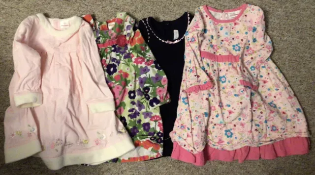 Hanna Andersson Toddler Dress Lot Size 90 & 3T 3-Long sleeve & 1 Black Jumper