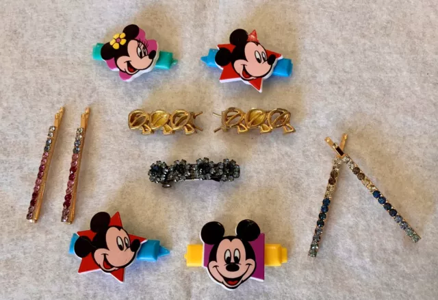 Hair Clip Barrett Girls Disney Mickey Minnie & Vintage Mushroom Sparkle Clips