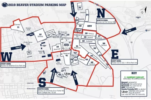 10/14 2023 PSU Penn State / UMass Football Game Parking Pass lot 33