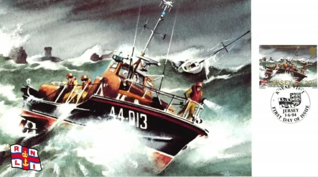 Jersey First Day Cover Postcard; June 1984 RNLI Jersey Centenary FDC Royal Visit