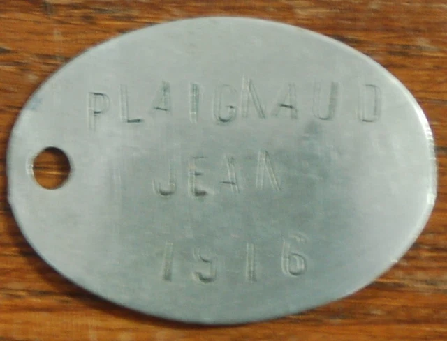 Ancienne Plaque Militaire Française WW1 1916 Magnac Laval Numérotée Et Nommée