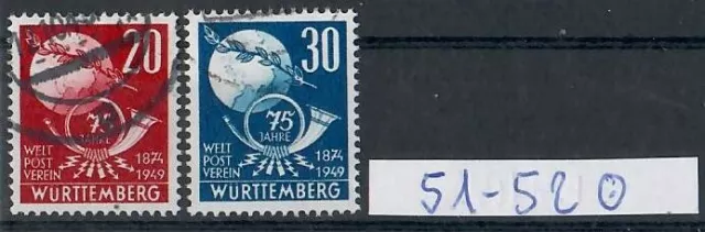 Französische Zone Württemberg Mi-Nr.: 51-52 UPU 1949 gestempelter Satz