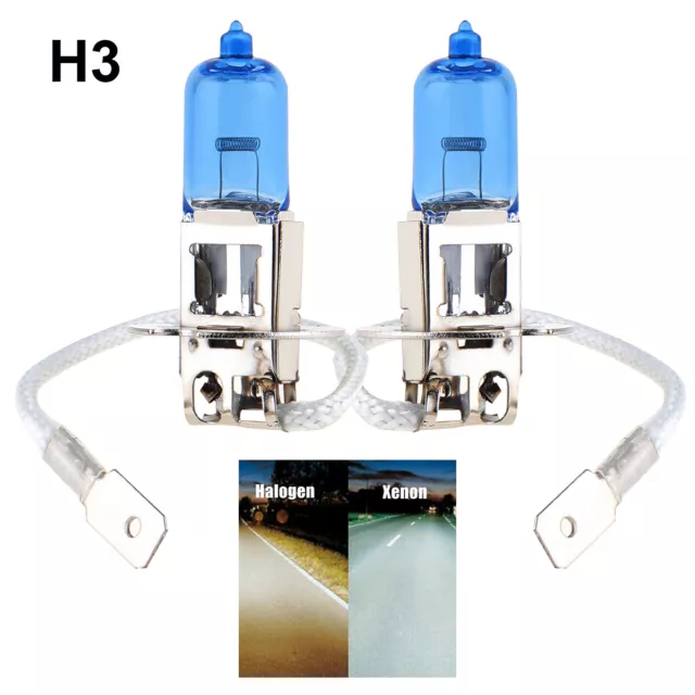 2pcs H3 100W LED Headlight Bulbs Kit Fog Light Halogen Lamp Bulbs White 6000K