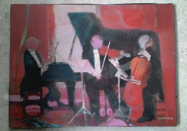 Superbe peinture aux musiciens  .Ecole de PARIS. PAUL AMBILLE