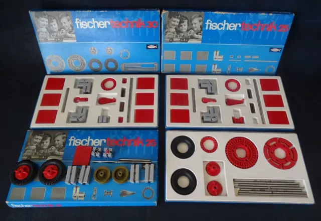 lot Fischertechnik 25 30 boites de jeu de construction rétro vintage + pièces