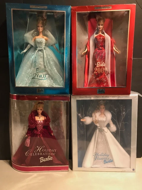 2000 2001 Collector Edition Barbie Doll New Year 2002 2003 Happy Holiday Lot 4