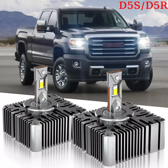 Fit GMC Sierra 2500 3500 2016-2019 D5S D5R LED Headlight Bulbs Kit High Low