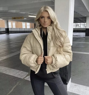 ZARA FAUX LEATHER Puffer Jacket Padded 