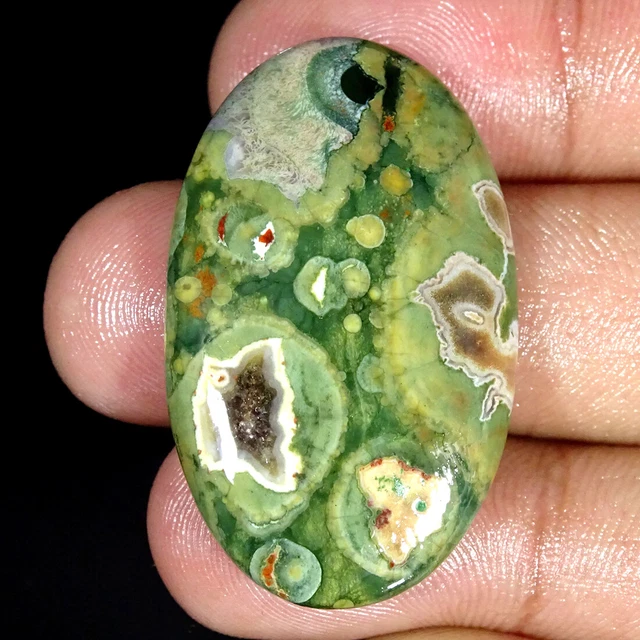 34.20Cts Natürlich Regenwald Jaspis Rhyolite Oval Cabochonschliff Lose Edelsteim