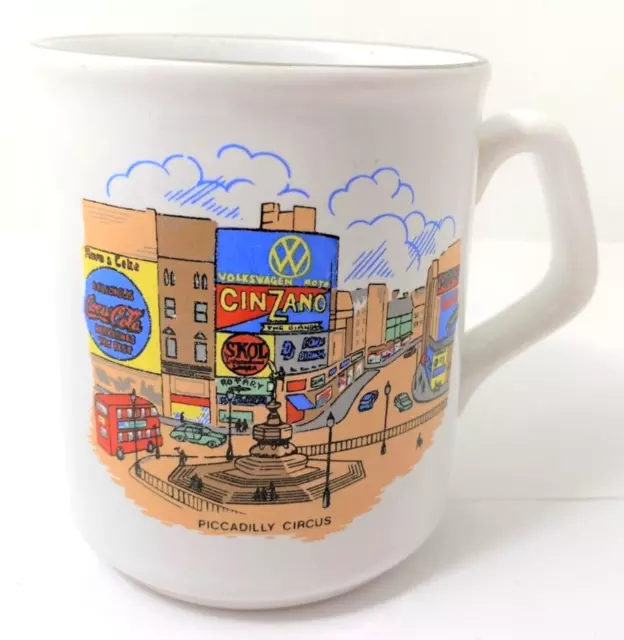 Vtg Piccadilly Circus Made In England coffee tea cup mug uk london