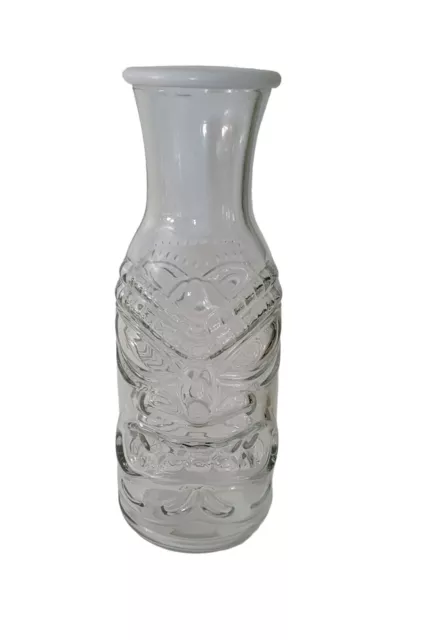 Large Clear Glass Tiki Juice Decanter Carafe With Lid Hawaiian Gods Tiki Bar