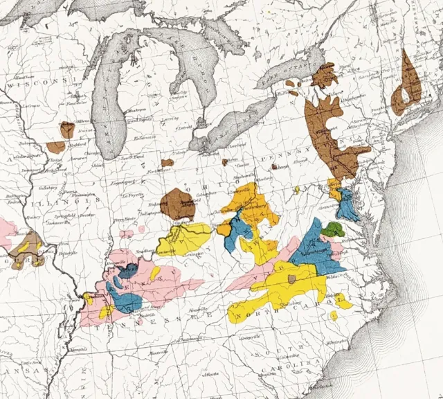 1880 United States Tobacco Map Farming Agriculture Virginia North Carolina