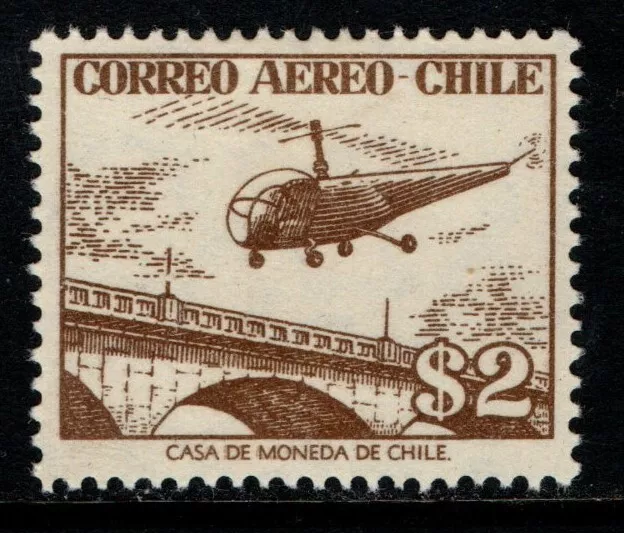 Chile 1956 Air Mail 2 pesos Helicopter on Bridge SG452 Mint