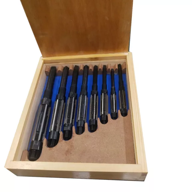 8 Pcs Adjustable Kingpin Hand Reamer H4 - H11, 15/32" To 1-1/16" Inch Wooden Box