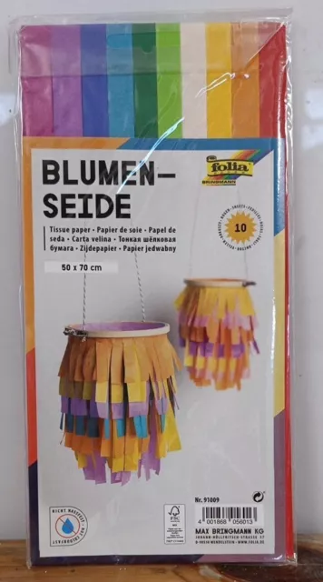 Folia Blumenseide 20g/m² 50x70cm, 10 Bogen Seidenpapier Bastelpapier Seide Papie