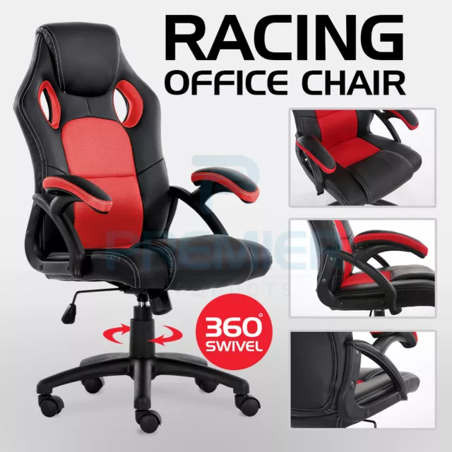 Office Chair Adjustable Ergonomic Racing Gaming Swivel Pu Leather Desk Computer