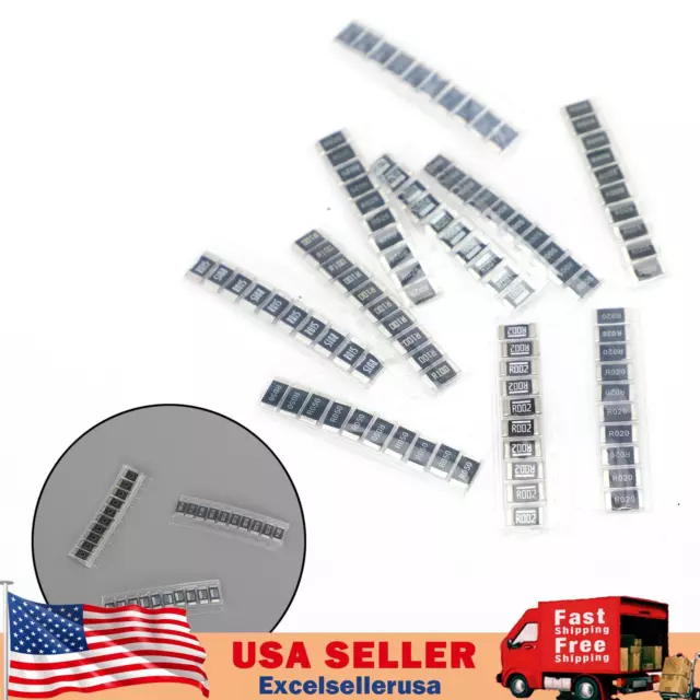 100PCS Alloy SMD Clip Resistor 2512 2W 0.001R-0.1R 10 Values x 10PCS US