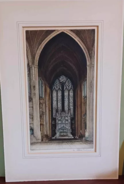 Signed Colour Etching of Liverpool Cathedral By Edward W. Sharland.