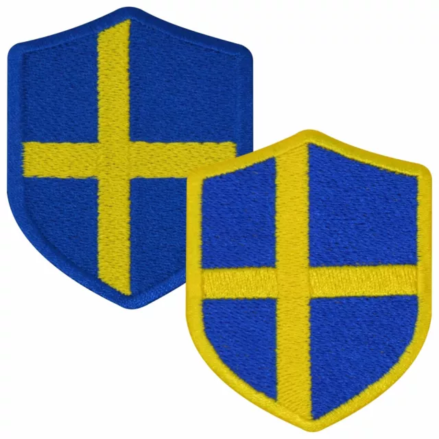 Aufnäher SCHWEDEN Wappen 7 x 5,6cm Bestickt Flagge Patch FanShirts4u