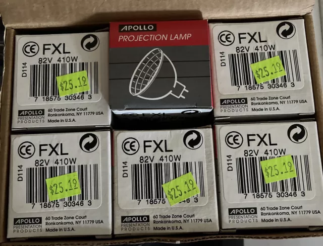 LOT OF 6 Apollo Projection Lamp FXL 82v 410w New in Box