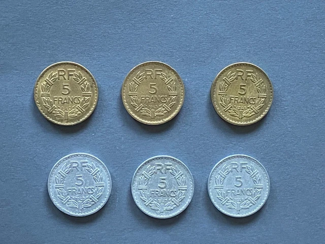 Lot De 6 Pieces De 5 Franc Lavrillier Bronze Et Alu