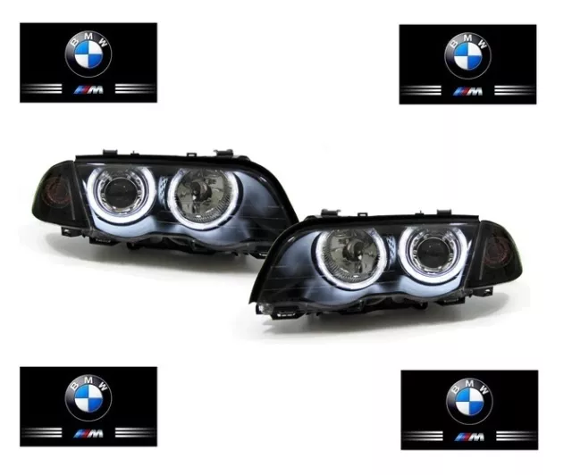 2 Feux Phare Avanr Angel Eyes Ccfl Blanc Bmw Serie 3 E46 Berline Phase 1