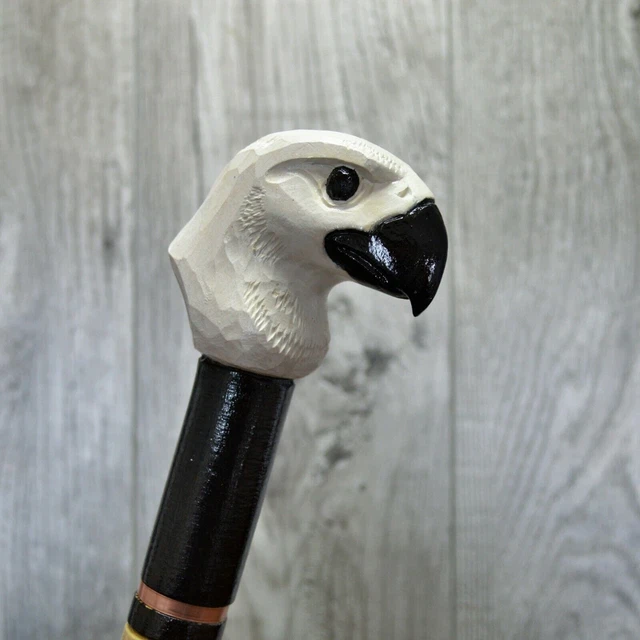 Bastone da passeggio in canna Legno intagliato a mano - Falcon bianco /...